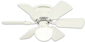  Westinghouse 78108 Petite 6-Blade 30-Inch 3-Speed Hugger-Style Ceiling Fan with Light, White 