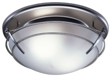 Broan 757SN Bathroom Ceiling Fan/Light with Frosted-Glass Shade, Satin Nickel Finish 